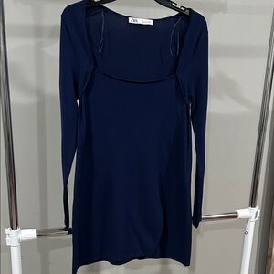 Zara Deep Blue Long Sleeve Dress